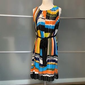 Trulli Multi-colored Pleated Sleeveless Dress